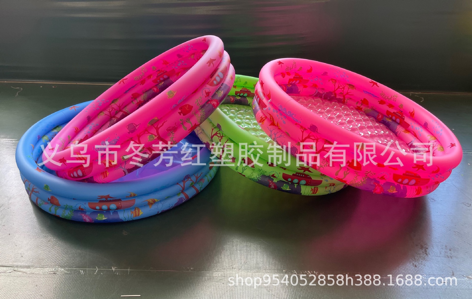 厂家直供儿童圆形塑料游泳池户外广场摆摊小孩子充气玩具钓鱼水池