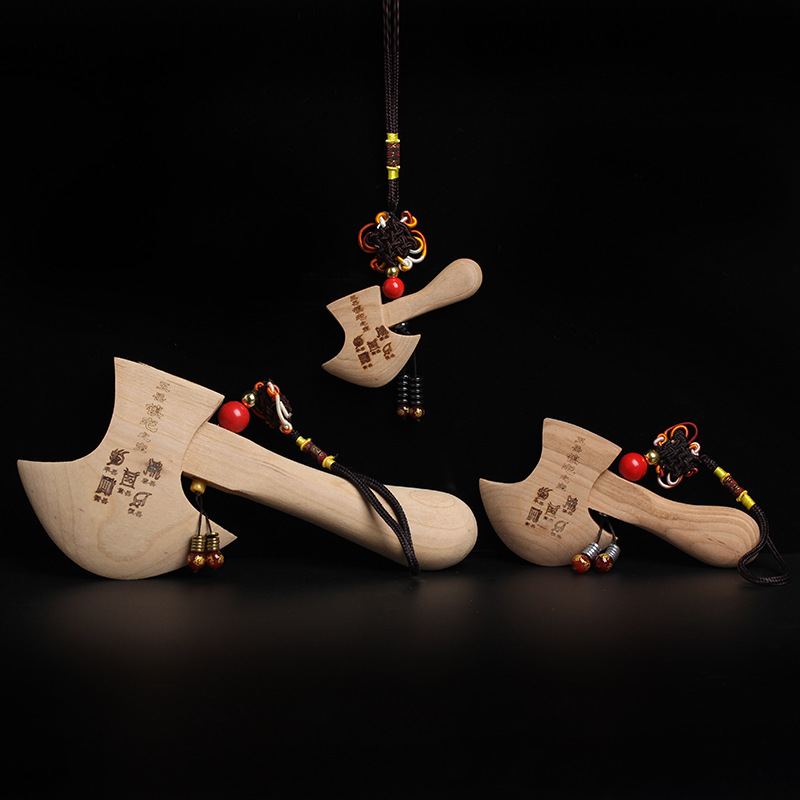 佛教道教用品朱砂桃木斧子挂件福镇宅化煞招财斧子家居吉祥挂饰