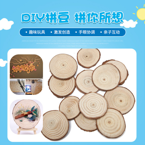 raw wood pieces annual wheel pieces round wood pieces hand-painted solid wood kindergarten decorative background wall round wood chips diy handmade materials q