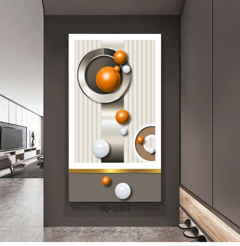 Modern Light Luxury Entry Door Decorative Painting Corridor Aisle Vertical Hanging Picture Abstract Light and Shadow Living Room Geometric Mural