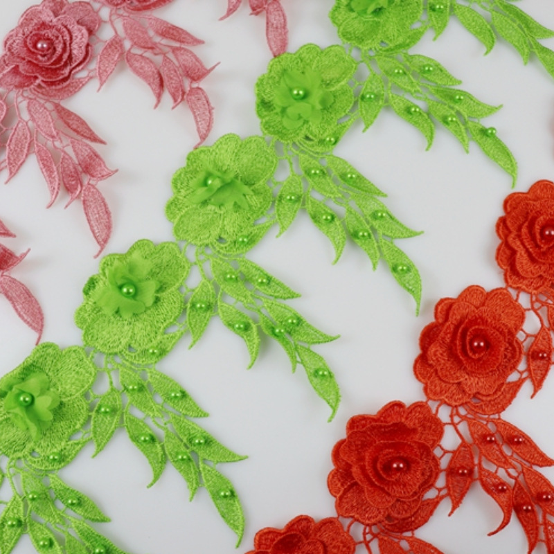 支持加工定制水溶刺绣涤光面料多色钉珠刺绣花边diy各类服装辅料