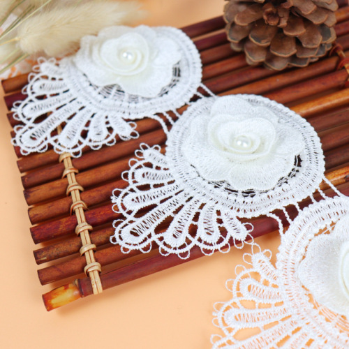 Beading Lace Yue Bu You Manufacturer Curtain Clothing Accessories Polyester Light Fabric Water-Soluble Embroidery White Embroidery