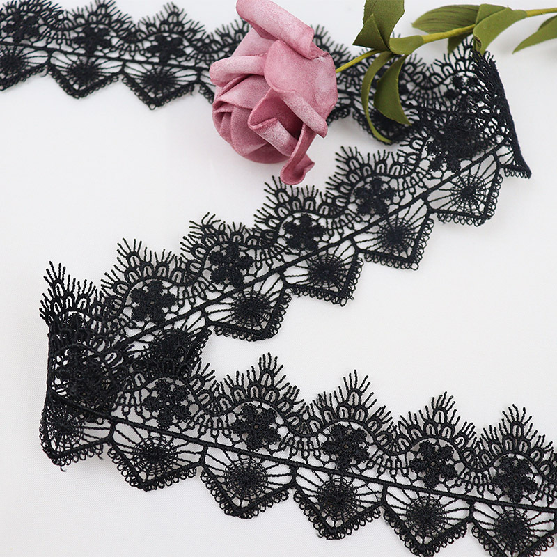 源头厂家供应新品黑色水溶条码 越布悠刺绣 量大从优 上衣花边