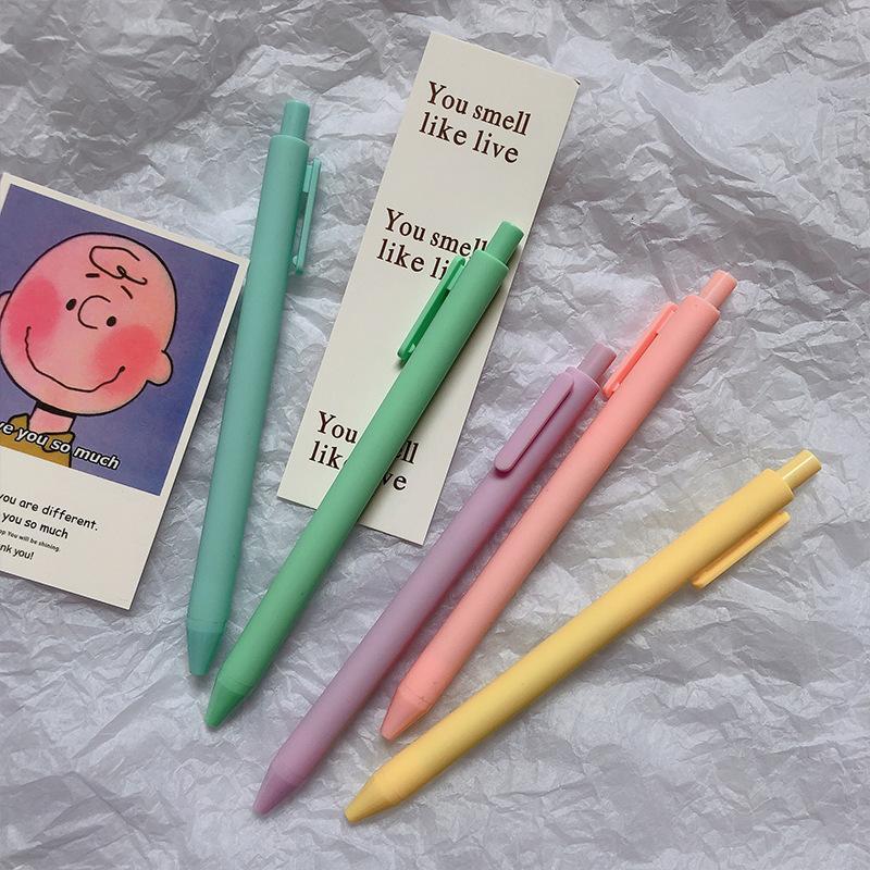 复古莫按压式中性笔兰迪马卡龙高颜值色系磨砂按动简约中性笔笔芯