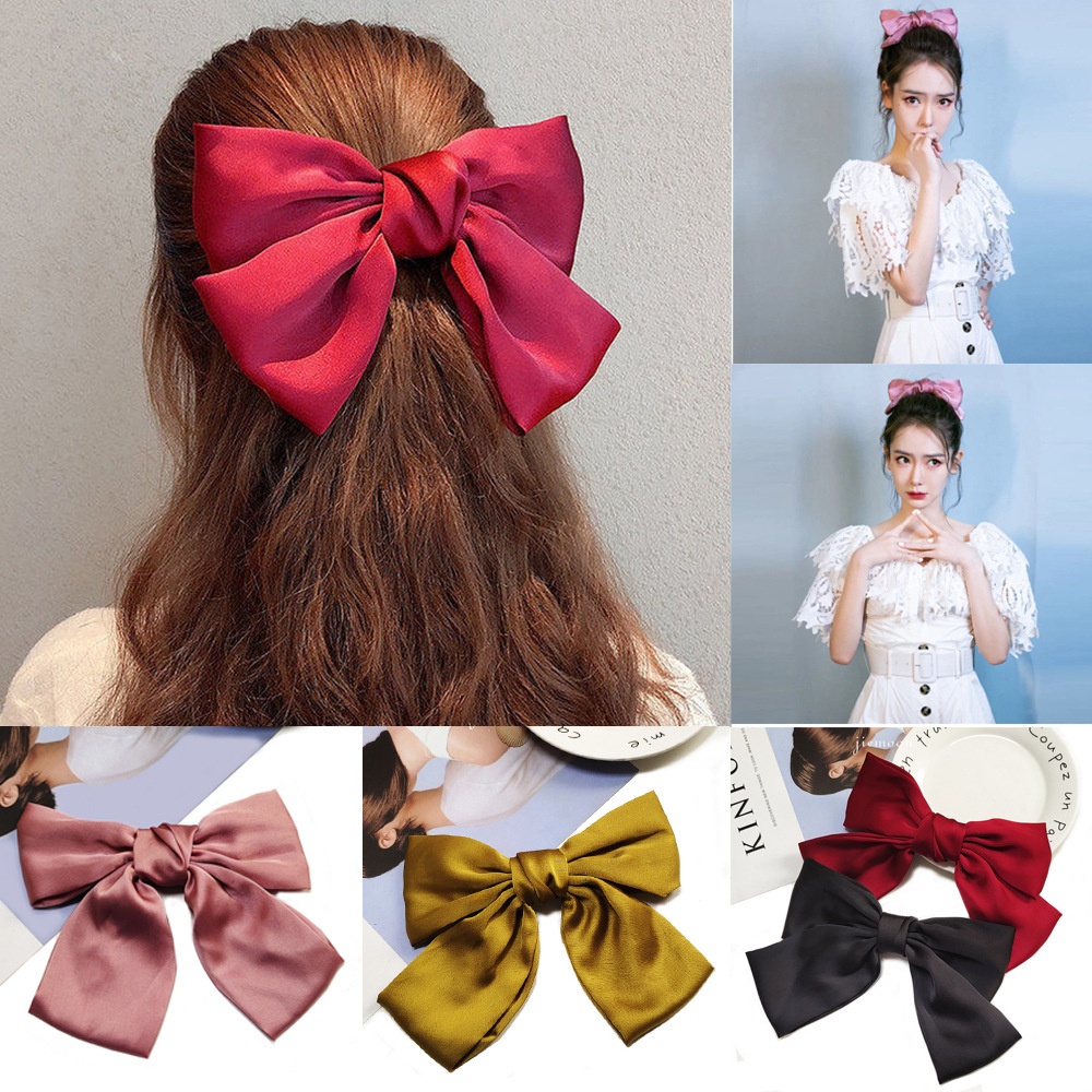 韩版发饰红色大蝴蝶结发夹 lolita弹簧夹可爱日系头饰后脑勺顶夹