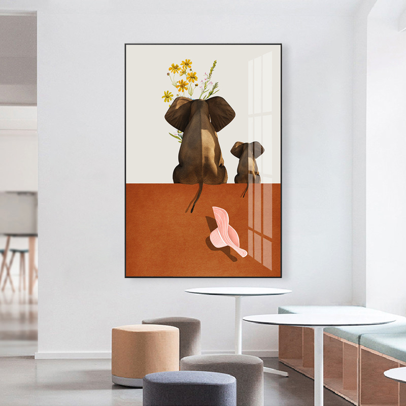 现代潮流创意动物装饰画晶瓷材质家居轻奢走廊玄关墙壁装饰画