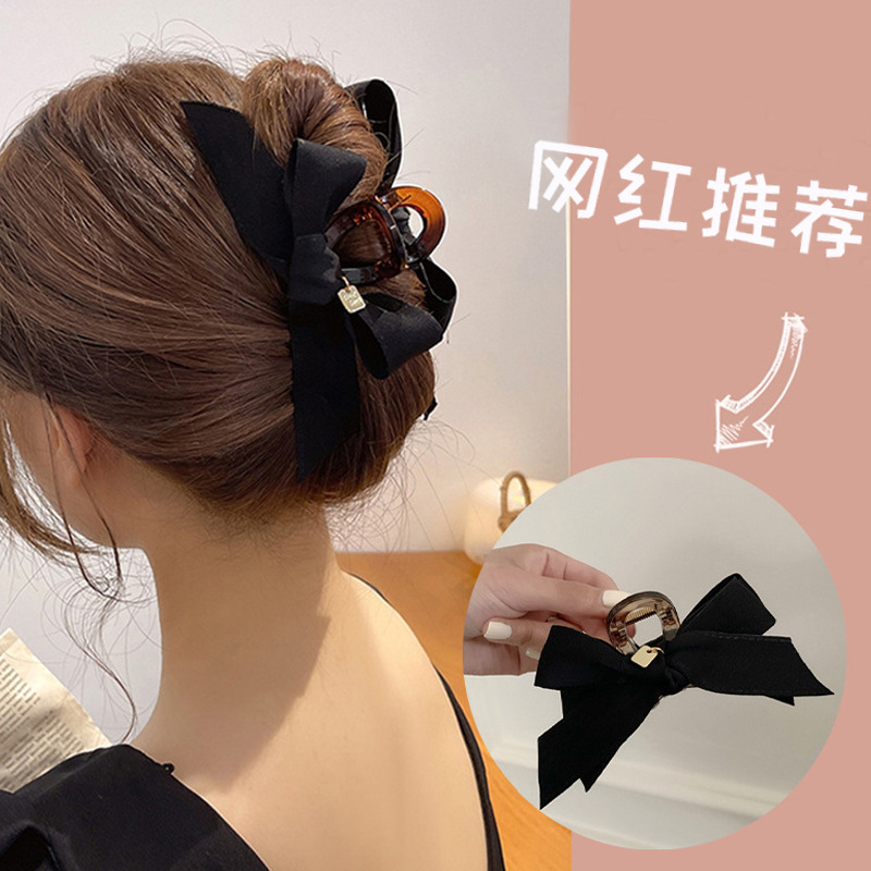 2021新款韩版优雅发夹后脑勺抓夹大号鲨鱼夹气质蝴蝶结发抓头发饰