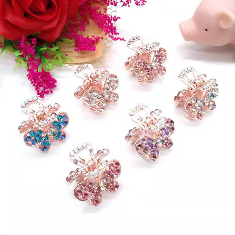 新款彩色水晶水钻小抓夹时尚镶钻刘海发夹批发韩版顶夹发饰发卡女