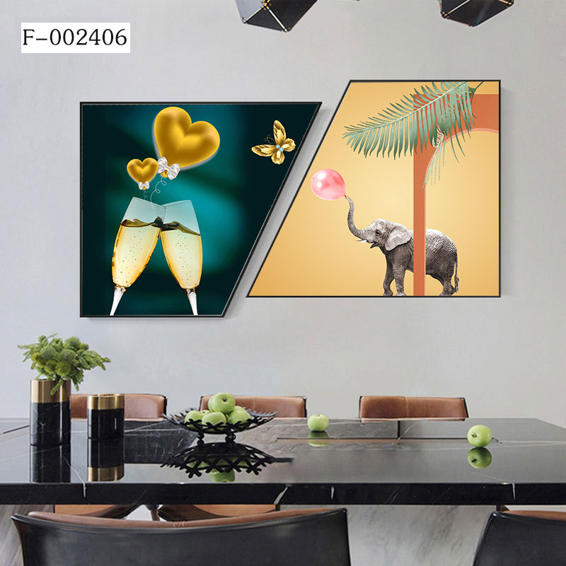 餐厅装饰画铝合金烤瓷现代装饰画组合装饰画