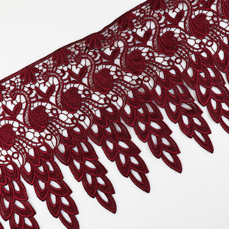 厂家供应 加工定制水溶花边 花边装饰辅料24cm 窗帘刺绣花边