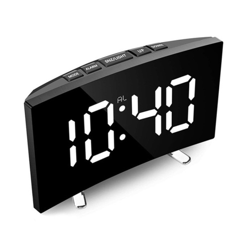Creative Electronic Clock Large Screen Curved LED Electronic Clock Mirror Clock Mute Alarm Clock Factory Direct Sales 6507