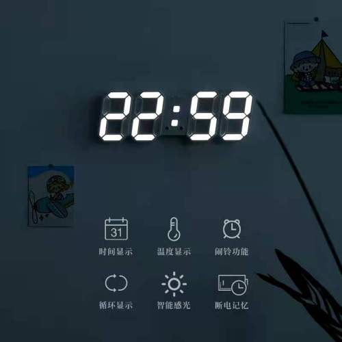 creative living room home with temperature simple electronic wall clock 3d clock wall desktop led stereo 3d digital clock