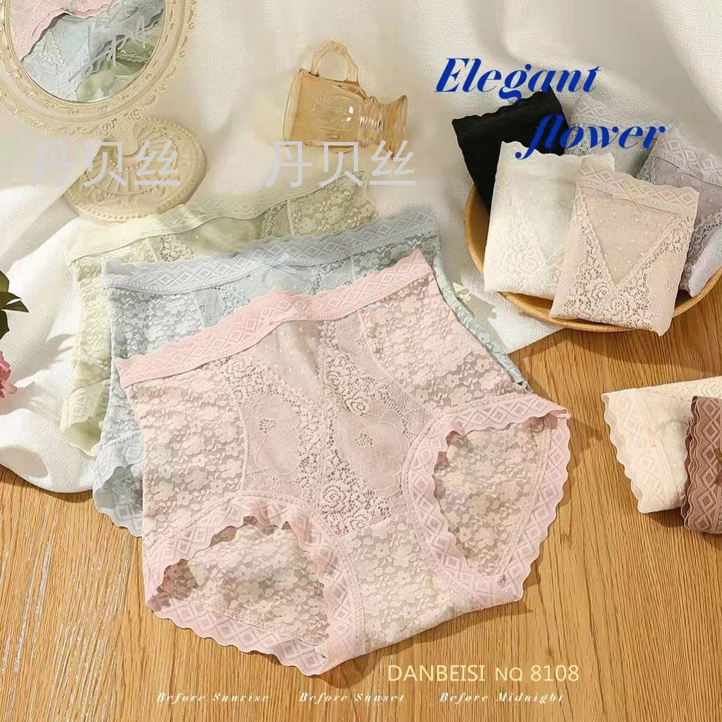 柔软服帖 轻压收腹 镂空透气蕾丝 轻奢性感 女士内裤