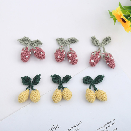 hand hook korean strawberry lemon green leaf fruit hairpin cotton thread collar jewelry hair accessories factory wholesale