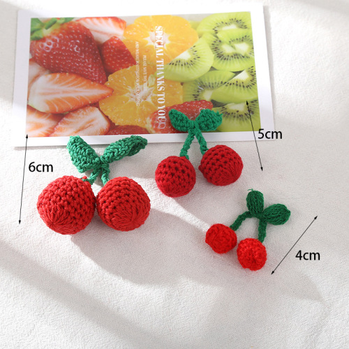 Hot Sale Red Cherry Hand Crocheting Knitted Clothing Hat Accessories Ornaments Factory Direct Supply