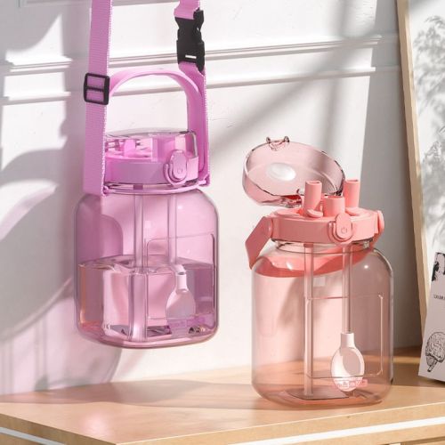 Doudoule New Three-Drink Bag Cup Large Capacity Plastic Cup Internet Celebrity Straw Cup with Portable Strap Student Water Cup
