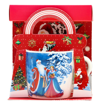 Hot Cartoon Ceramic Cup Mirror Mug Christmas Series Gift Box Cup with Handle Gift Coffee Cup Water Cup