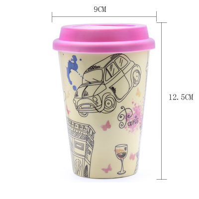Ceramic Coffee Cup Hot Drinks Cup Breakfast Cup Large-Capacity Water Cup Latex Lid with Lid Handle Mug Household Gift Cup