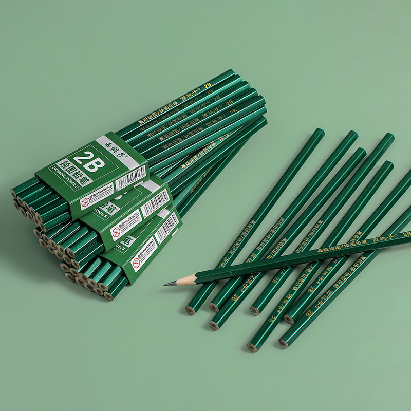 T绘画素描铅笔办公环保小学生文具学习用品带橡皮擦六角HB铅笔厂