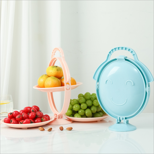 creative european snacks three-layer foldable smiley fruit plate large capacity home living room table table snack plate