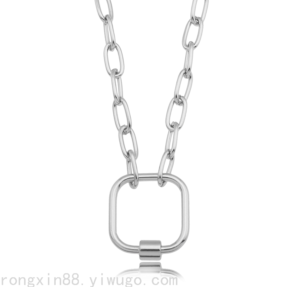 欧美简约金色不锈钢链条项链 嘻哈朋克项链 不锈钢14K金项链