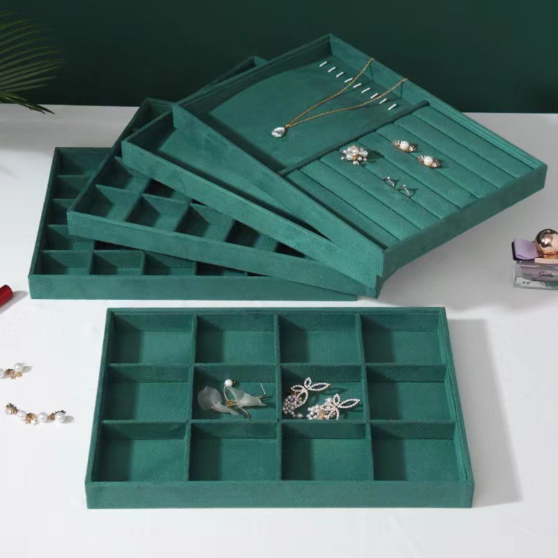 墨绿网红饰品托盘手镯手链戒指玉佩耳钉饰品展示架珠宝首饰收纳架