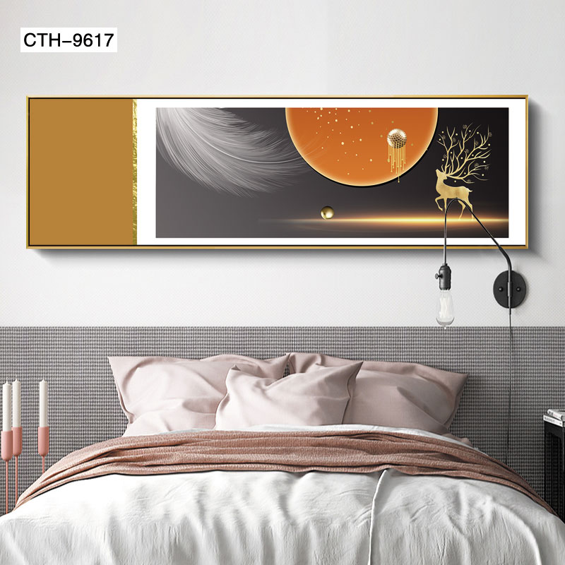 莫兰迪系列卧室装饰画床头壁画铝合金烤瓷现代轻奢挂画