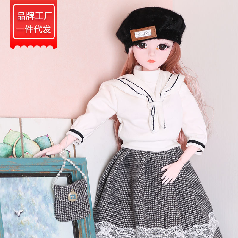 缪莉芭比女孩60cm娃娃时尚装衣服可脱卸儿童玩具仿真音乐洋娃娃