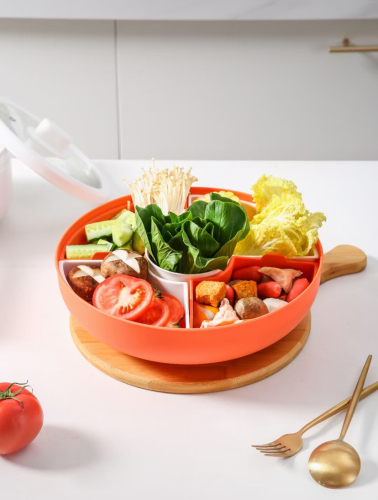 rotating fruit plate hot pot storage compartment fruit and vegetable plate