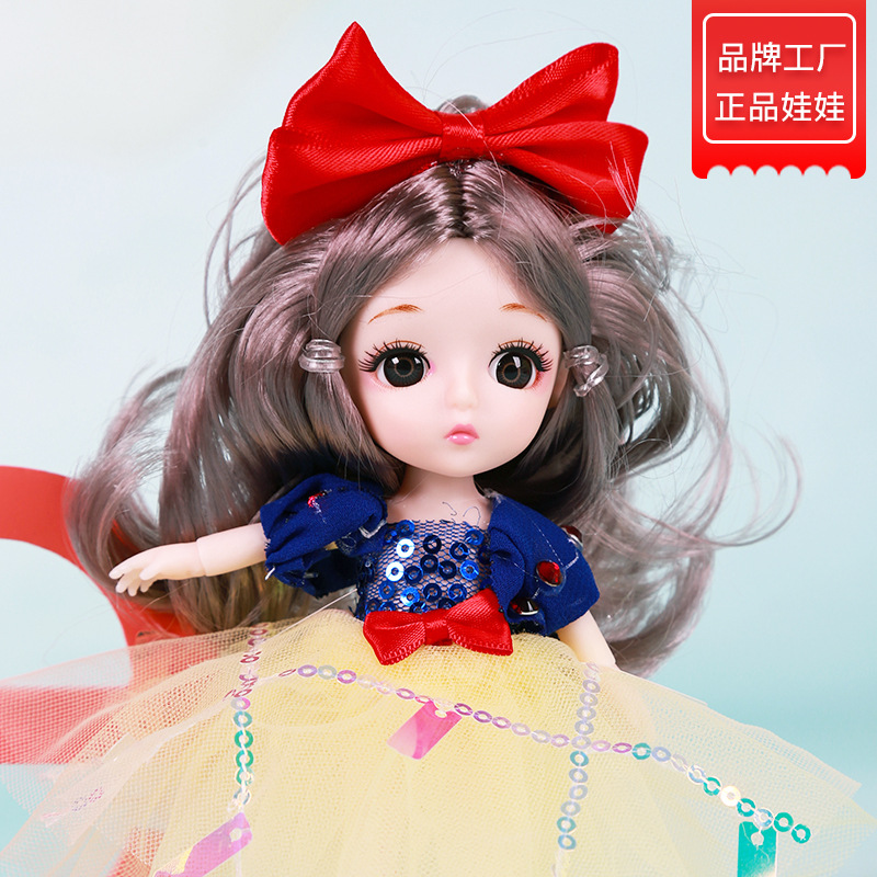 正版缪莉芭比娃娃白雪公主精品蝴蝶结13.5cm礼盒洋娃娃女孩玩具