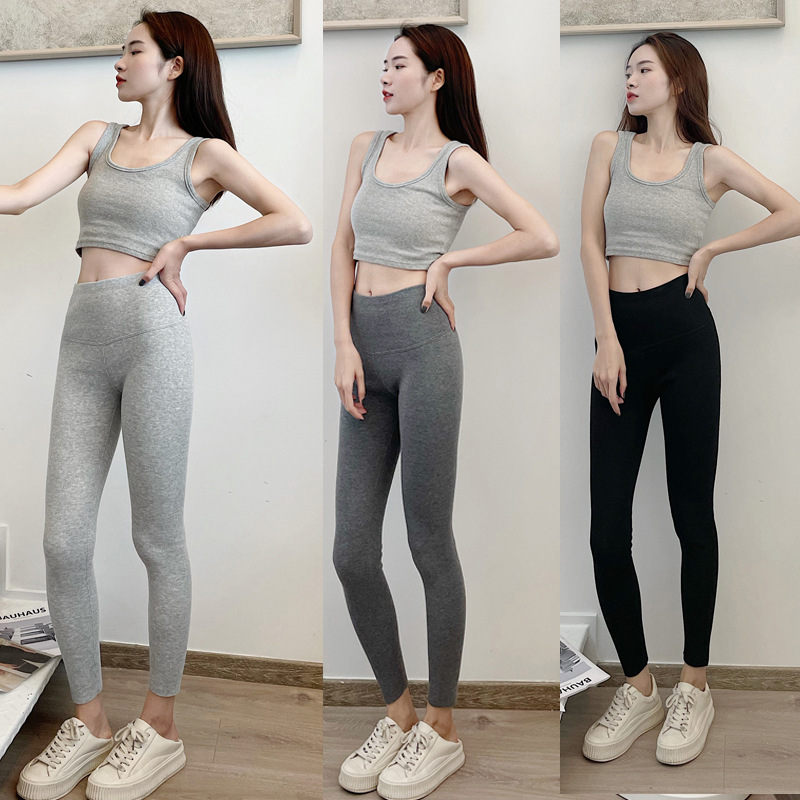 羊羔绒打底裤女加绒外穿2021秋冬新款螺纹显瘦高腰保暖高腰芭比裤