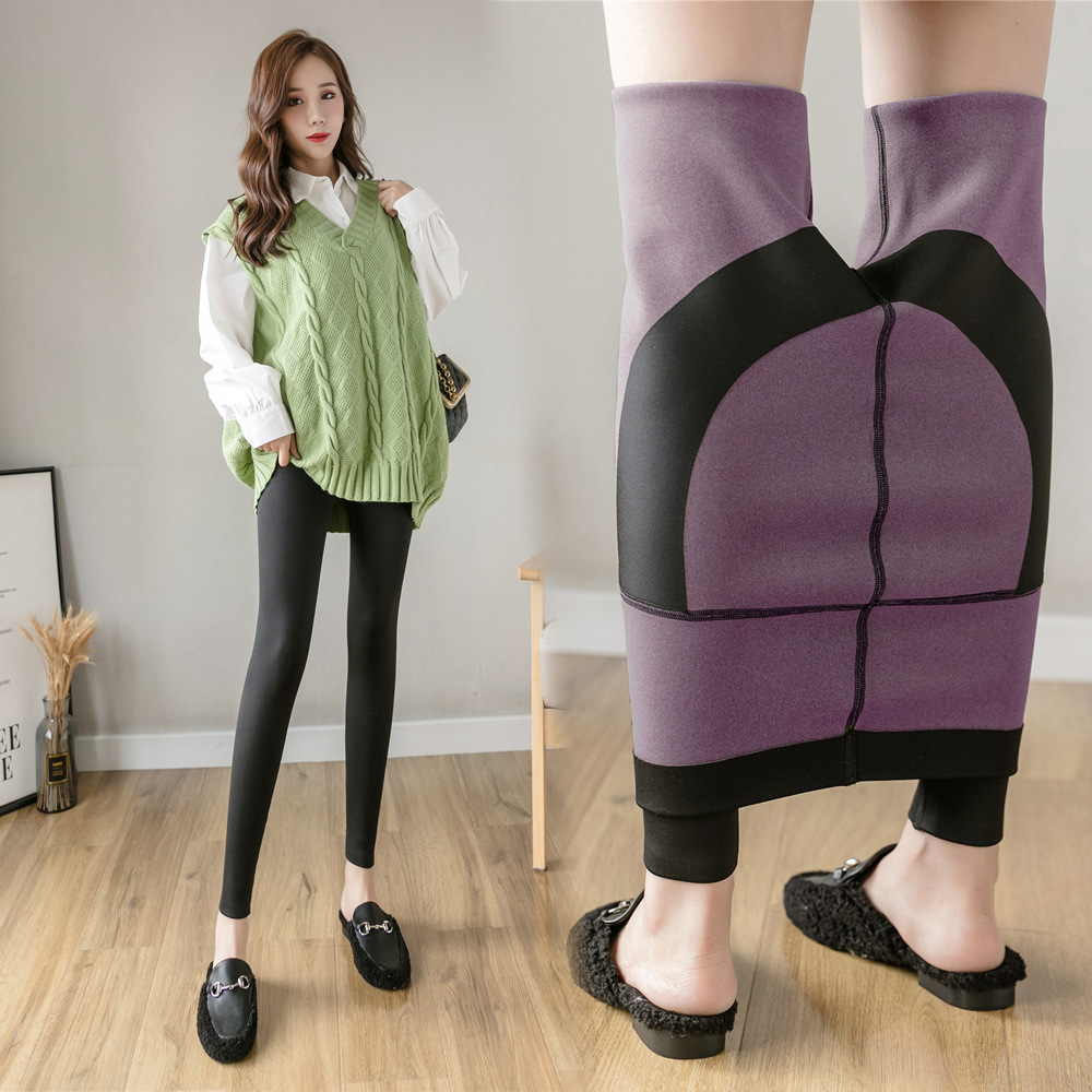 秋冬加厚芭比裤鲨鱼裤打底裤一件代发大码加绒薰衣草紫瑜伽瘦腿裤
