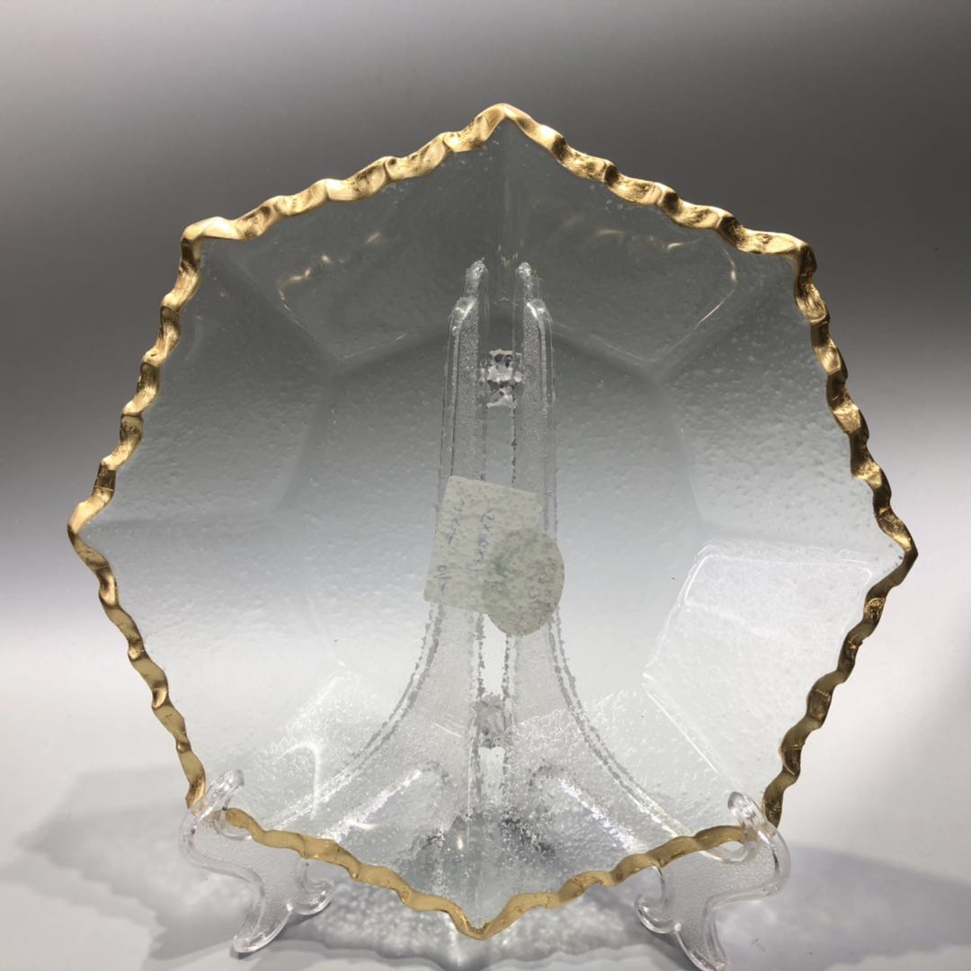金边玻璃盘子金边碗餐盘玻璃盘
