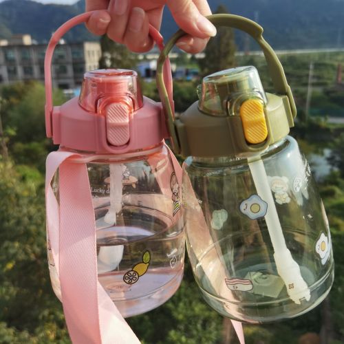Large Capacity Mobile Phone Bracket Net Red Big Belly Cup Women‘s Cup with Straw Plastic Water Bottle Portable Sports Kettle Manufacturer