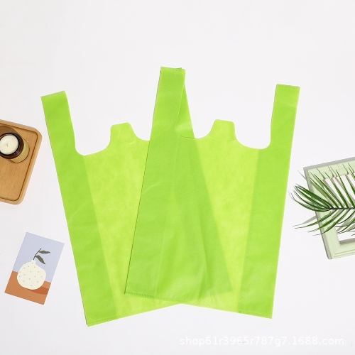 spot non-woven vest bag fruit green 34*55
