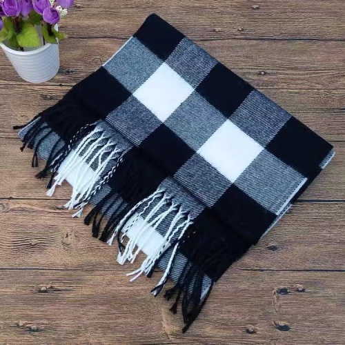 black and white plaid scarf autumn and winter students british double-sided dual-use versatile cashmere scarf warm thickened men‘s and women‘s