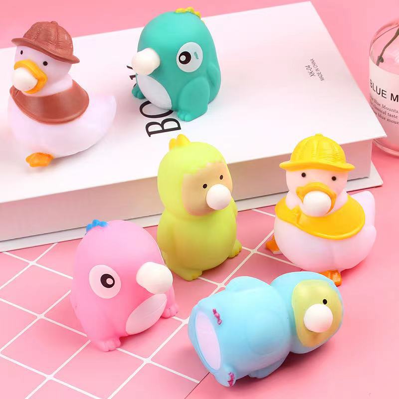 跨境发泄吹泡泡恐龙解压玩具吐泡泡鸭子发泄球捏捏乐挤压搞怪减压