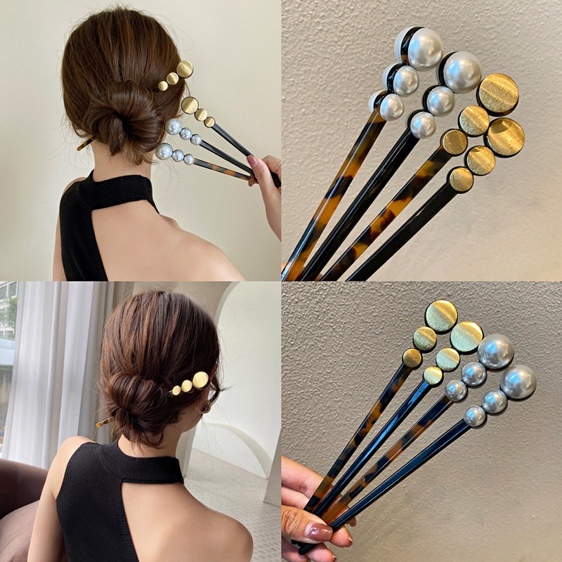 后脑勺复古发簪头饰女简约时尚百搭韩国冷淡盘发簪子优雅气质发钗