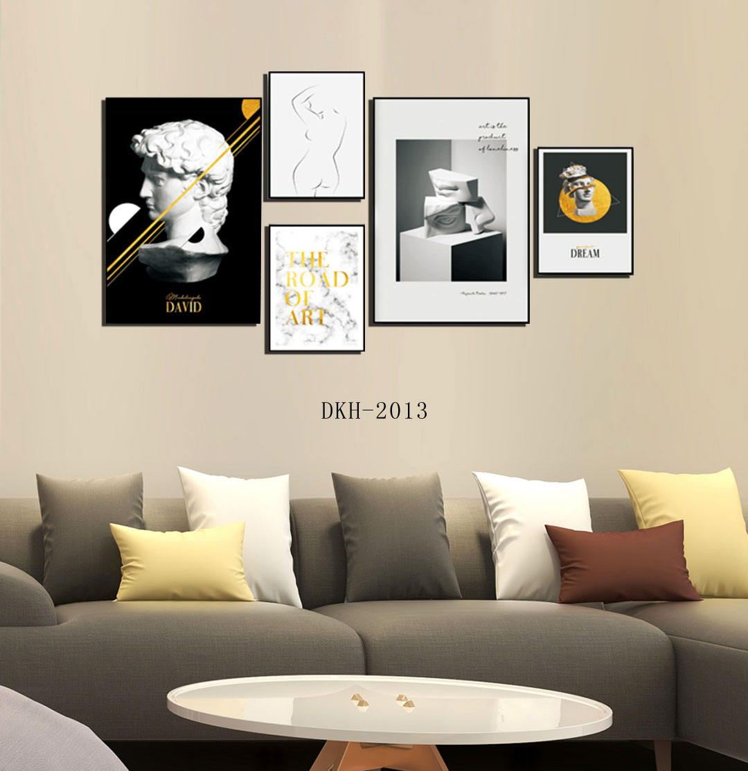 多联组合卧室客厅沙发背景墙床头壁画铝合金烤瓷现代装饰画