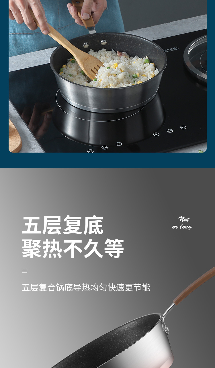 新款少油烟304不锈钢平底锅带盖炒锅礼品煎锅家用麦饭石不粘锅详情9