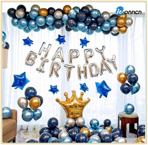 Metal Balloon Dress-up Decoration Set Aluminum Film Happy birthday Letter Crown Star Set Holiday Customization
