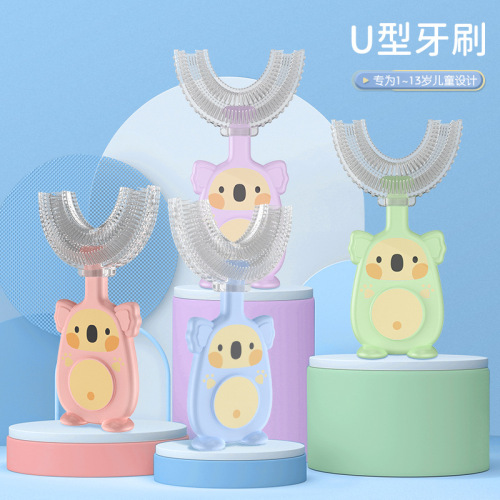 new manual children‘s u-shaped toothbrush silicone toothbrush baby mouth-containing oral cleaning manual u-shaped children‘s toothbrush