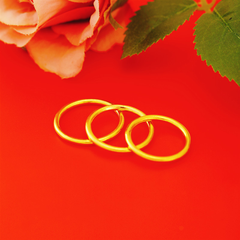 古法传承沙金光戒圈网红直播情侣戒指 百搭纯铜仿24k黄金地摊货源