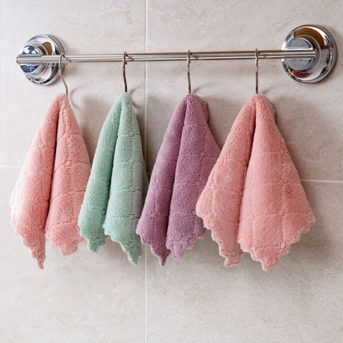 wholesale coral fleece towel absorbent dishwashing wipe glass daily necessities printing 2pc towel