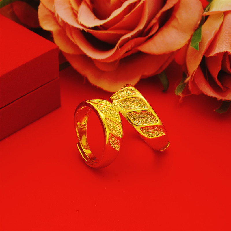 跨境新款越南沙金情侣戒指 欧美时尚潮流铜镀24k真金开口戒指批发
