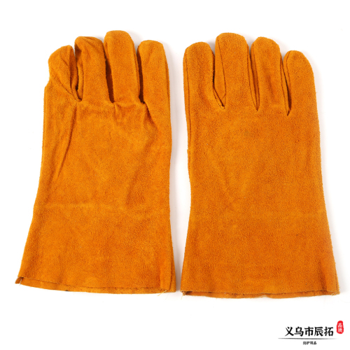 Long Welding Gloves Cowhide Labor Protection Gloves Driver Full Leather Thickened Flame Retardant Heat Insulation Anti-Scald Welder Gloves