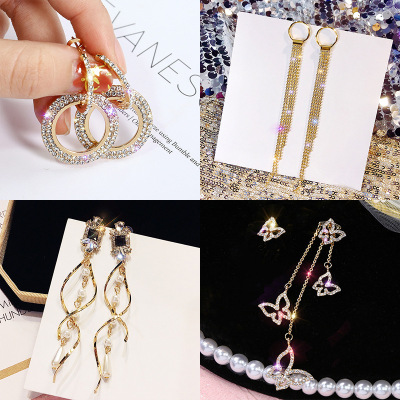 Earrings Jewelry Fashion All-Match Long Sterling Silver Needle Retro Young Girl Heart Earrings Tassel Earrings