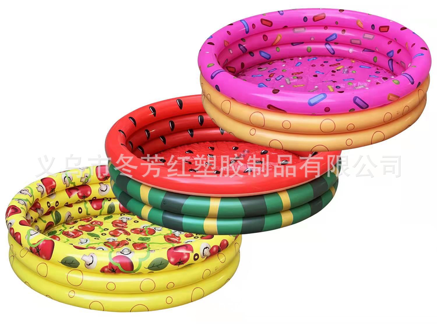 2022年新款圆形甜甜圈水果充气水池儿童水池家用婴幼儿加厚游泳池