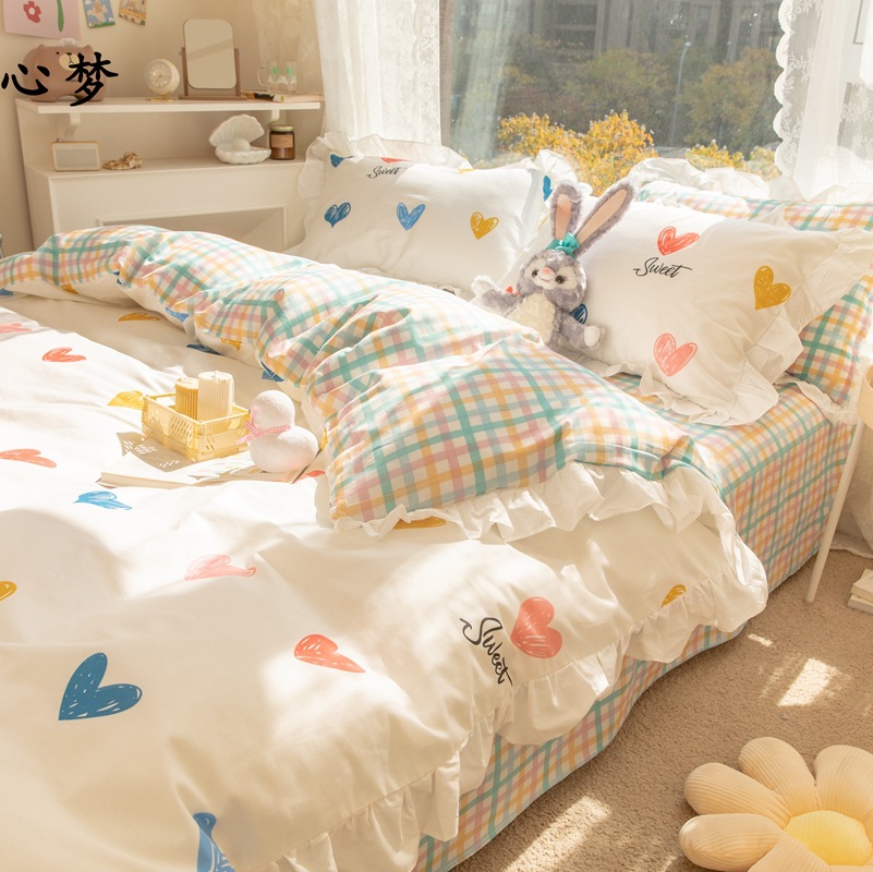 厂家直发新款复古小清新韩版网红风纯朵棉全花棉四件套礼品