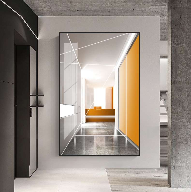 抽象玄关装饰画现代简约走廊壁画轻奢客厅墙画晶瓷工艺挂画